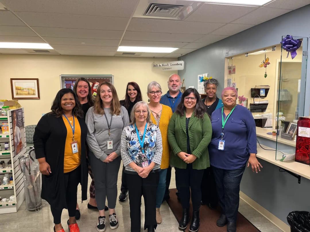 pharmacist greeting a patient inside Blue Ridge Medical Center Pharmacy